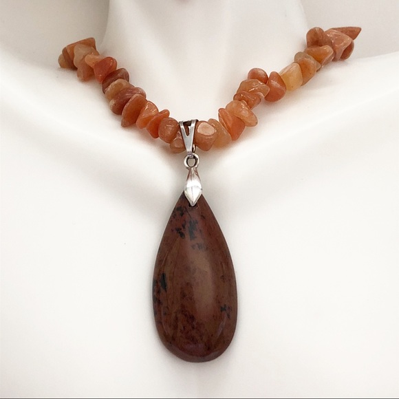 Carnelian and Mahogany Obsidian Bead Necklace - Picture 5 of 8
